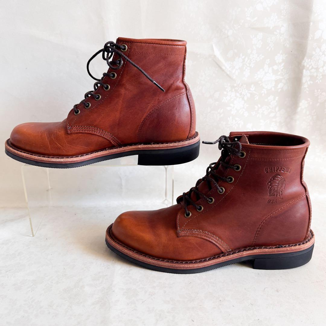 Chippewa チペワ 刺繍 黒タグ ワークブーツ レースアップ 7.5cm