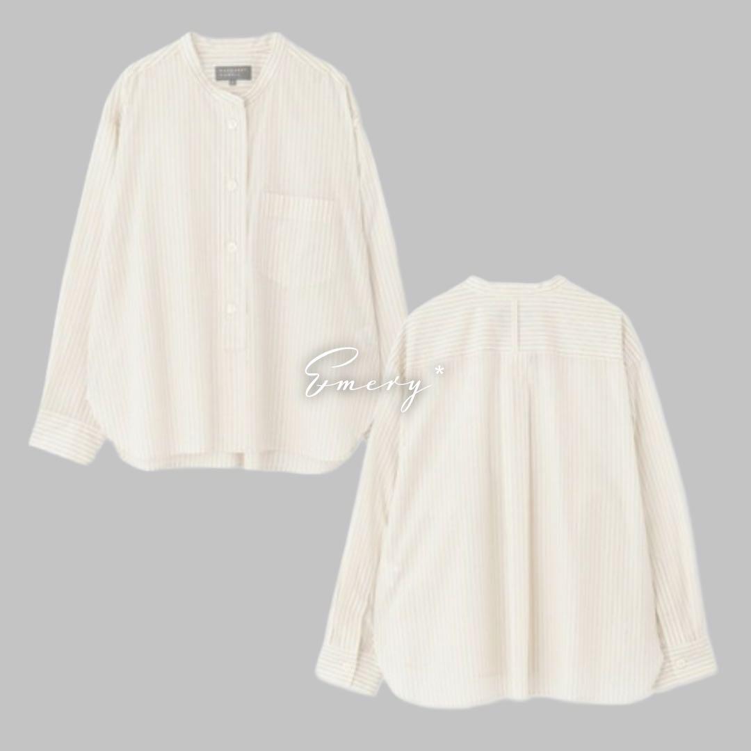 マーガレットハウエル 2024 コットン カラーレス ストライプ シャツ 1