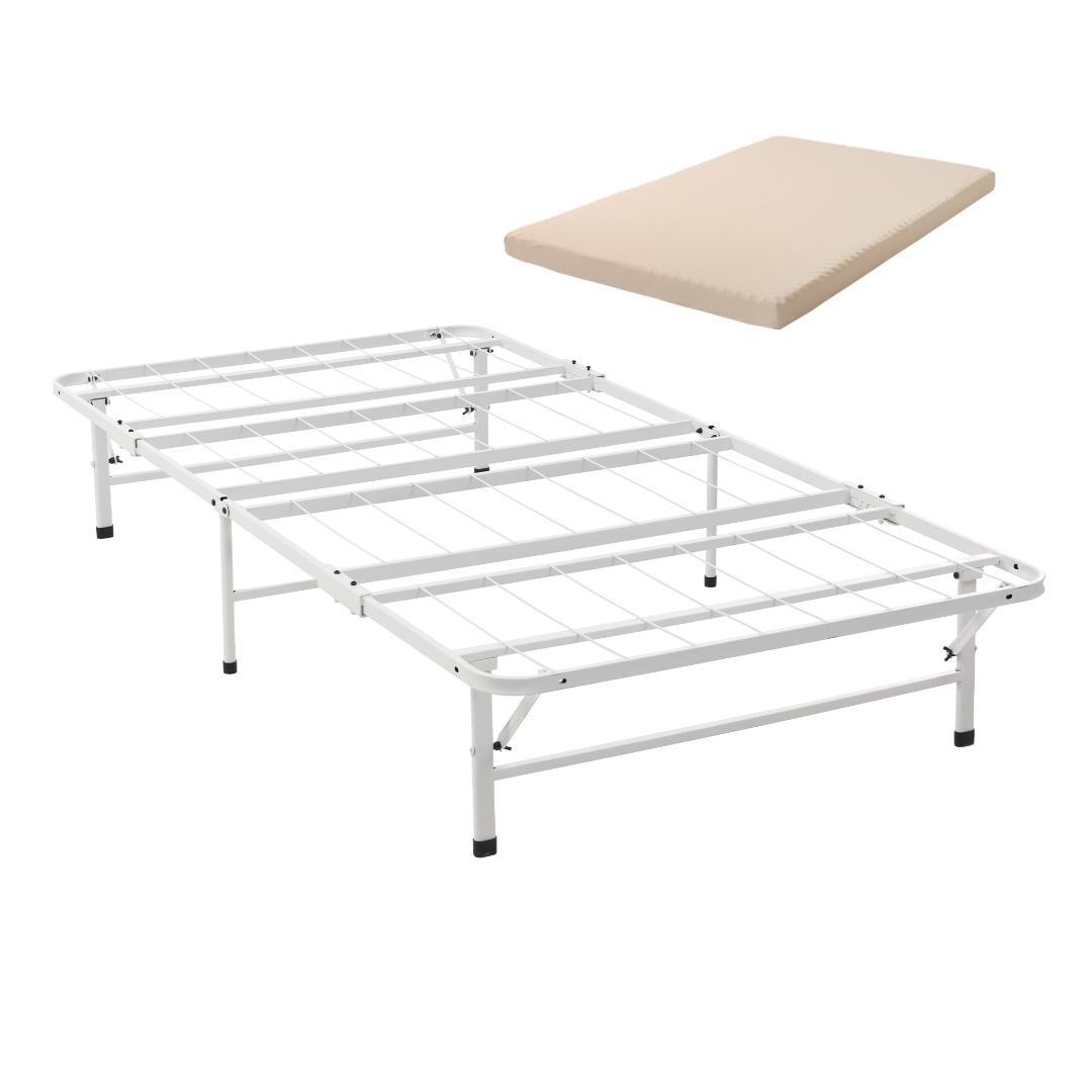 【10cm マットレス付き】折りたたみシングルベッド 耐荷重 200kg