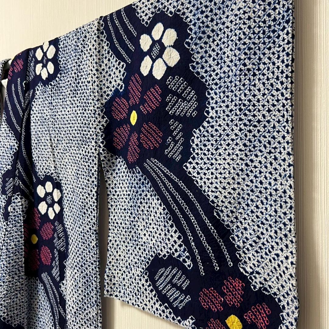 専用 KL3197 有松鳴海絞り 浴衣 身丈156.5cm 夏着物 木綿