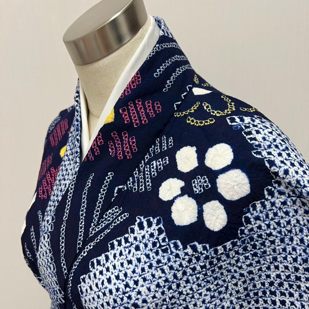 専用 KL3197 有松鳴海絞り 浴衣 身丈156.5cm 夏着物 木綿