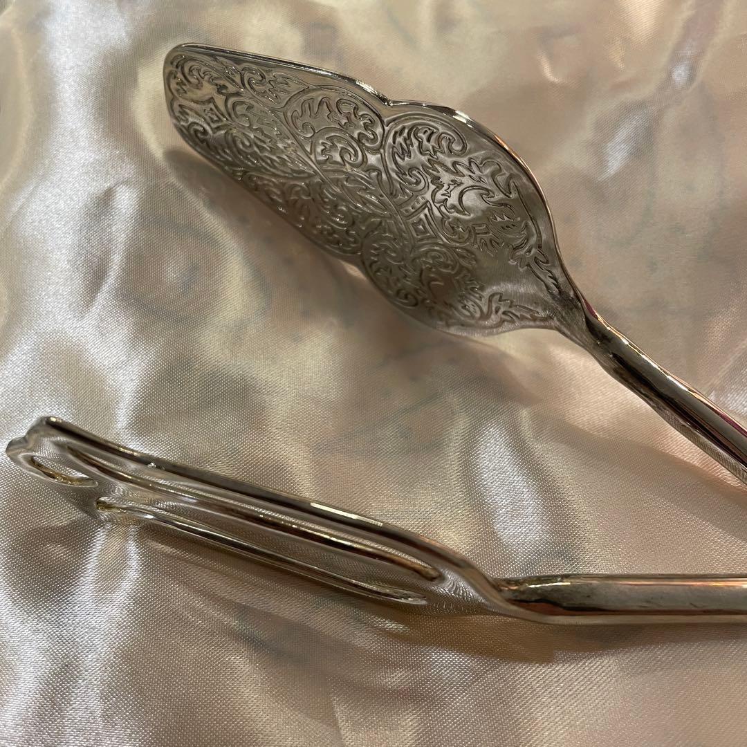 シルバープレート フォーク型トング 23.5cm サーバー サラダトング