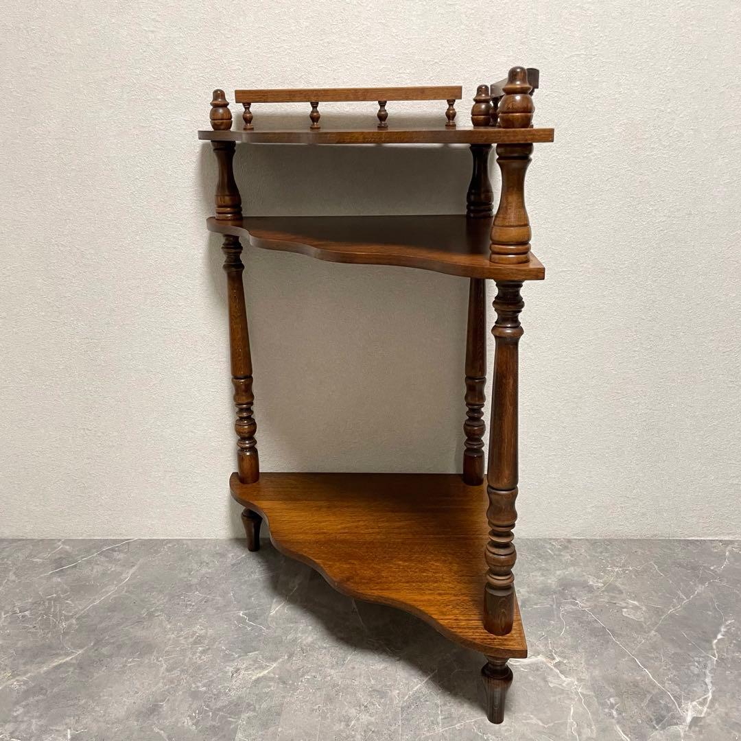 アンティーク　コーナーシェルフ 花台 飾り棚 隙間収納 コーナー収納