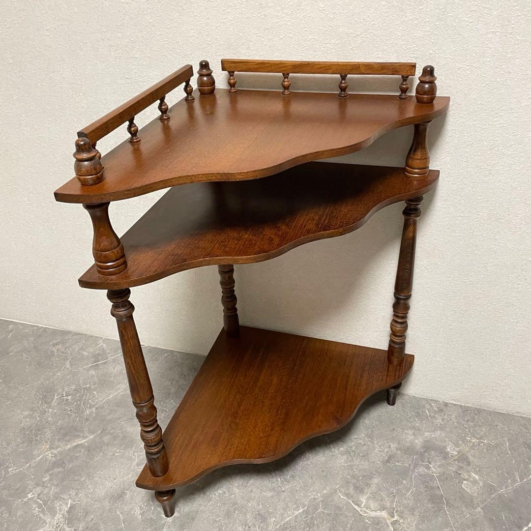 アンティーク　コーナーシェルフ 花台 飾り棚 隙間収納 コーナー収納