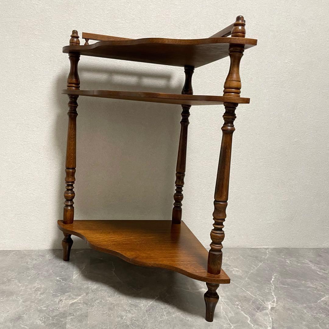 アンティーク　コーナーシェルフ 花台 飾り棚 隙間収納 コーナー収納