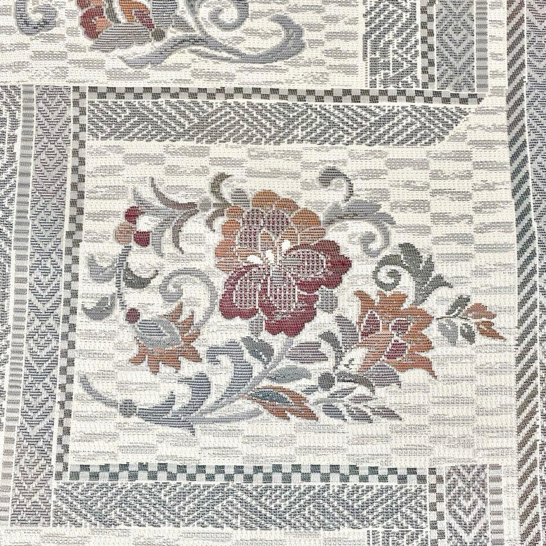 ［ 博多織/名古屋帯 ］正絹　白　花唐草　花柄　本場筑前博多織　本筑