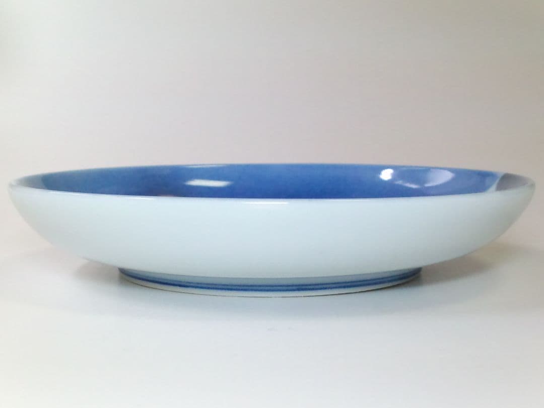 図変わり時代皿●瀬戸焼吹墨印判富士帆船絵図小皿:径約16cm５枚組●保管品未使用