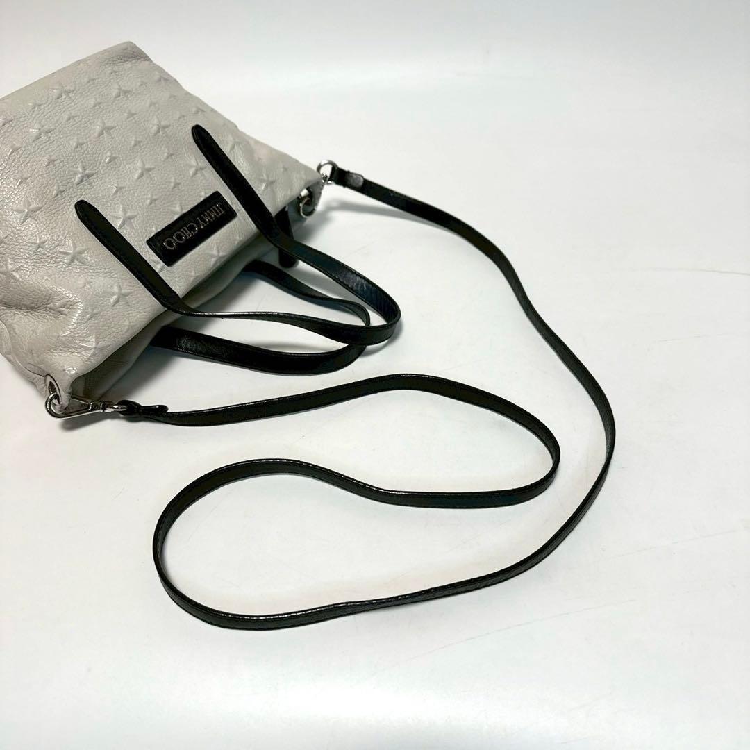 u50【美品】保存袋付　ジミーチュウ　スターエンボスミニサラ2wayショルダー.