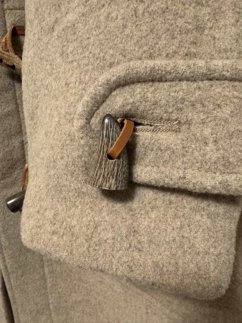 【希少なカシミア混】グローバルオール ダッフルコート 英国製 明るめのベージュ