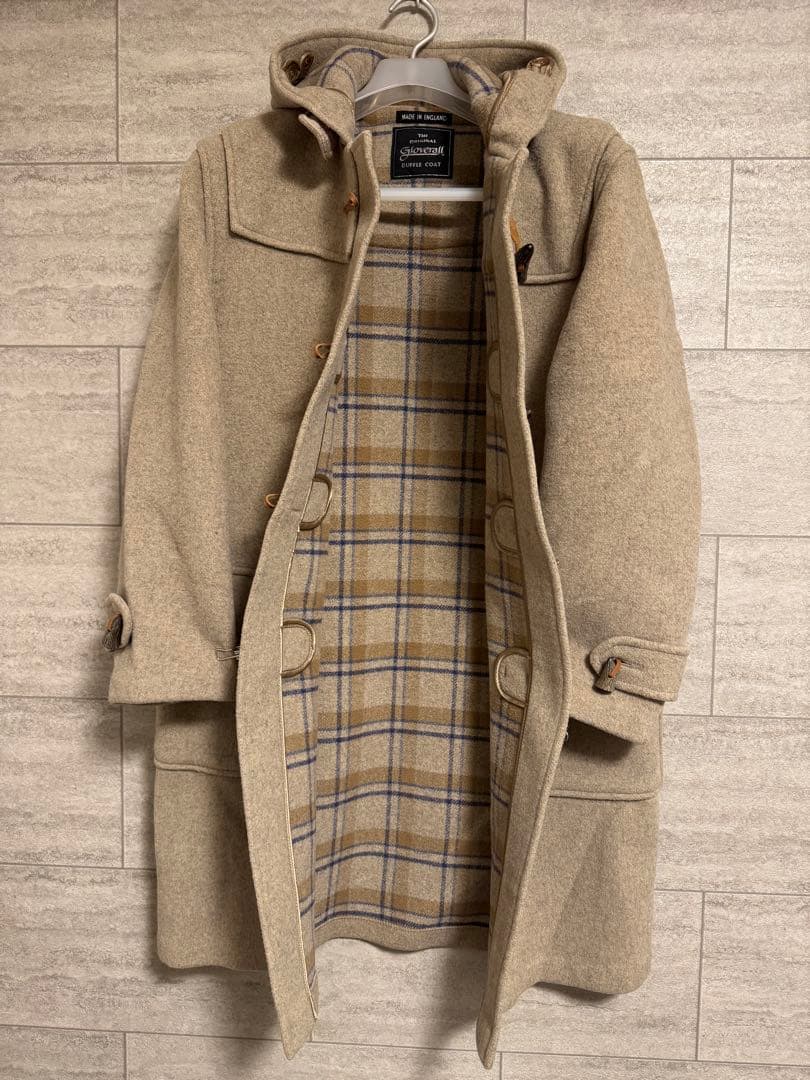 【希少なカシミア混】グローバルオール ダッフルコート 英国製 明るめのベージュ