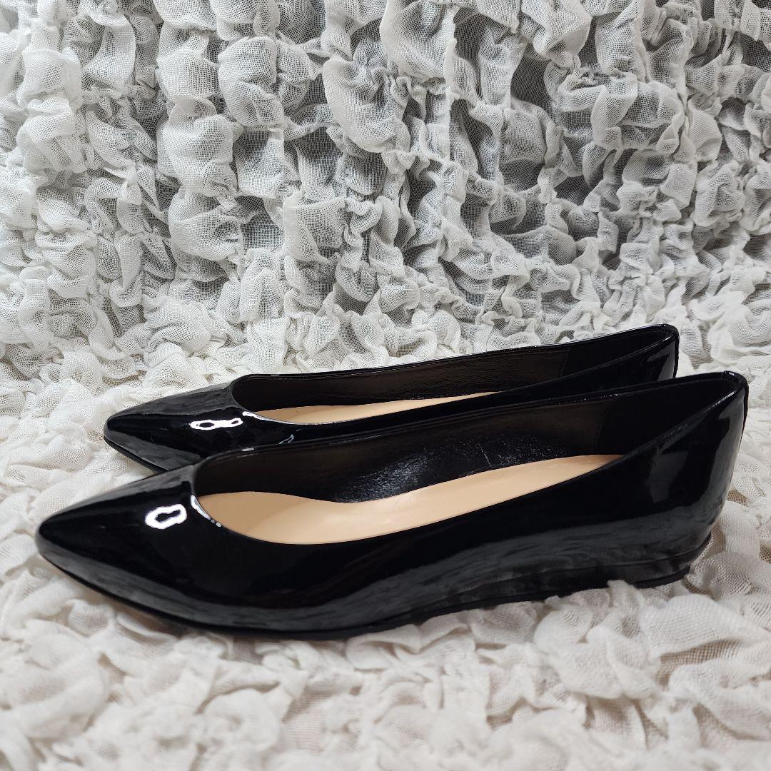未使用 ファビオルスコーニ アーモンドトゥ エナメル フラット パンプス