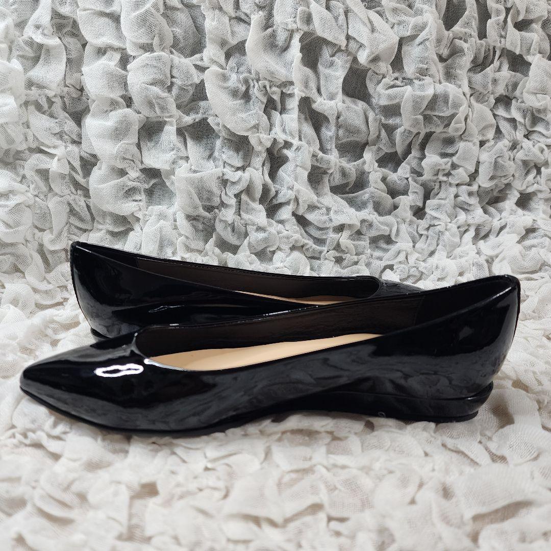 未使用 ファビオルスコーニ アーモンドトゥ エナメル フラット パンプス