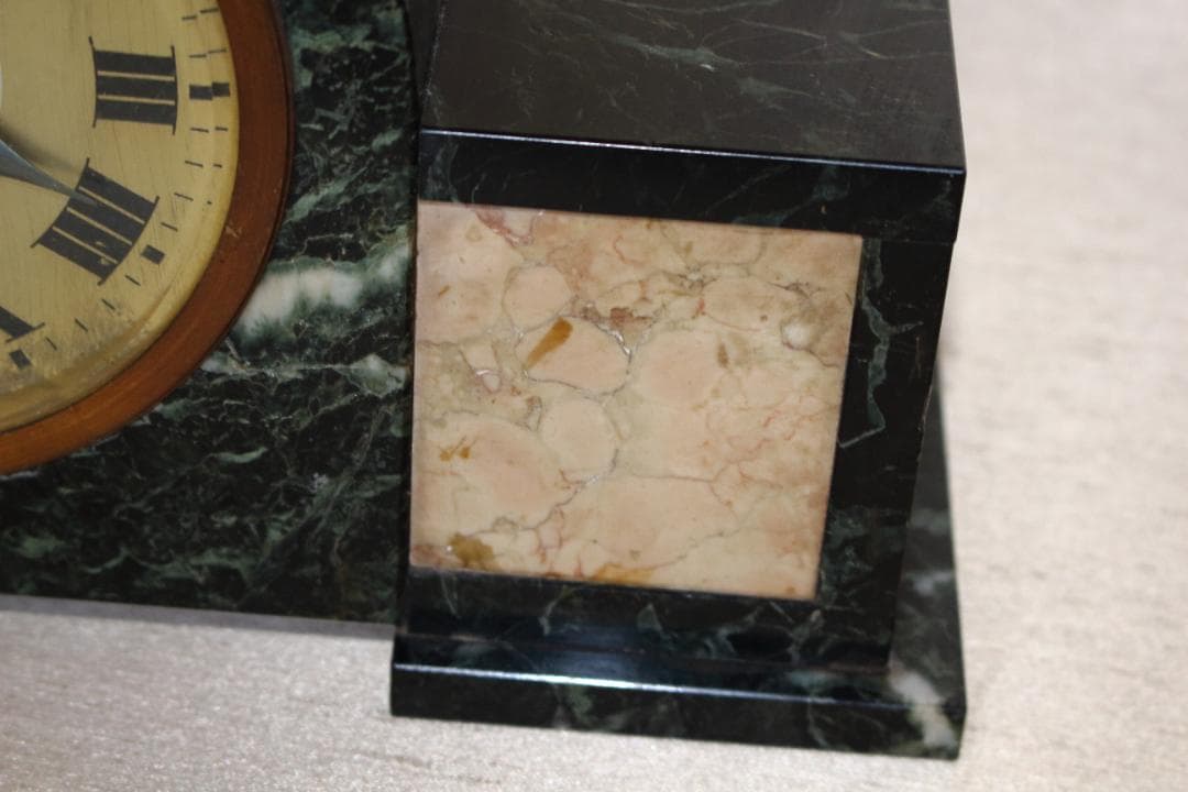 アンティーク 時計 大理石 骨董 ゼンマイ時計