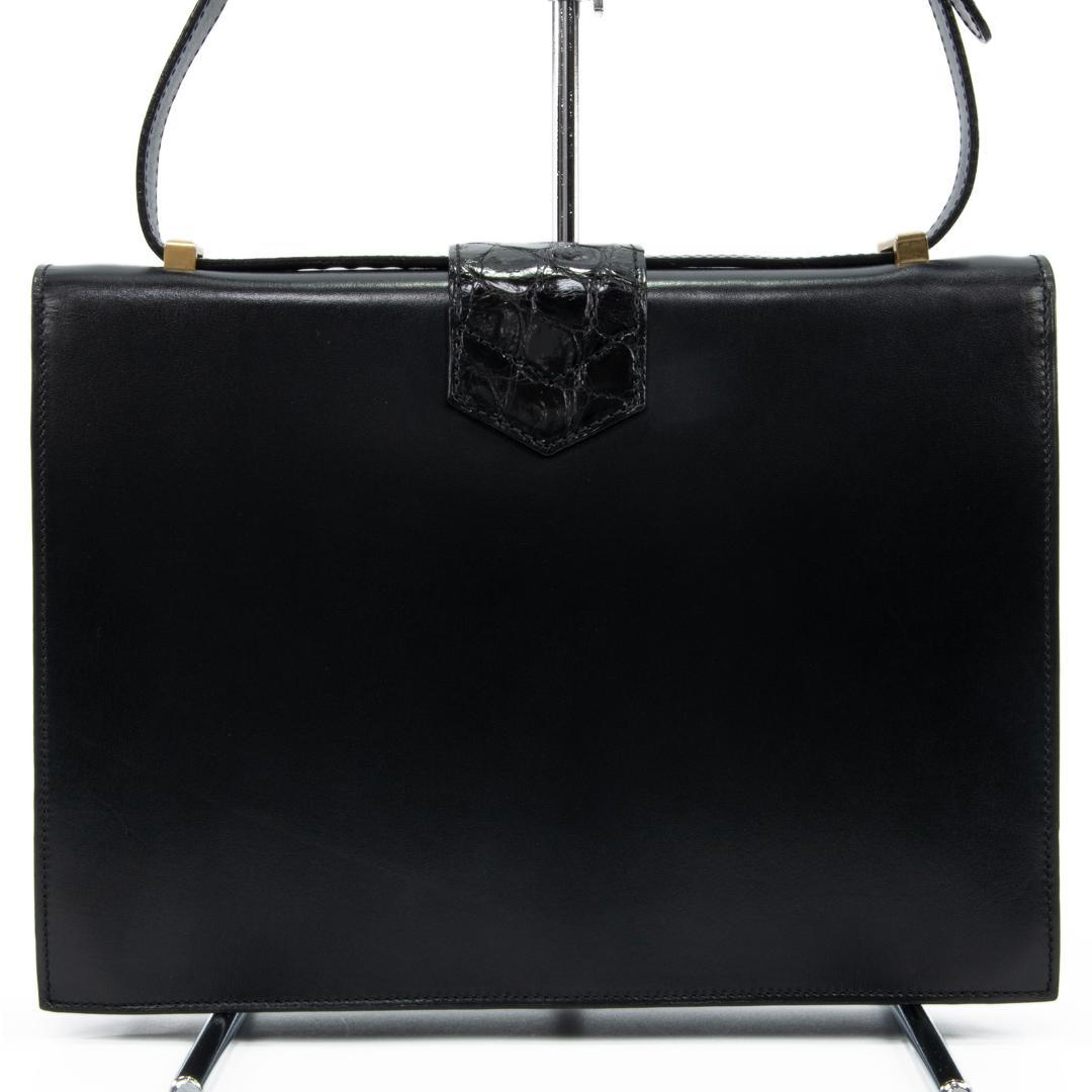 本物 セリーヌ ショルダーバッグ レディース クロコ型押し 黒 斜め掛け ロゴ