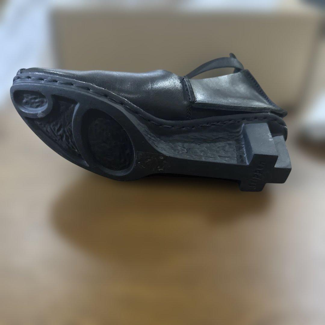 か*り様 トリッペン　レザーオープントゥサンダル 黒 中ヒール