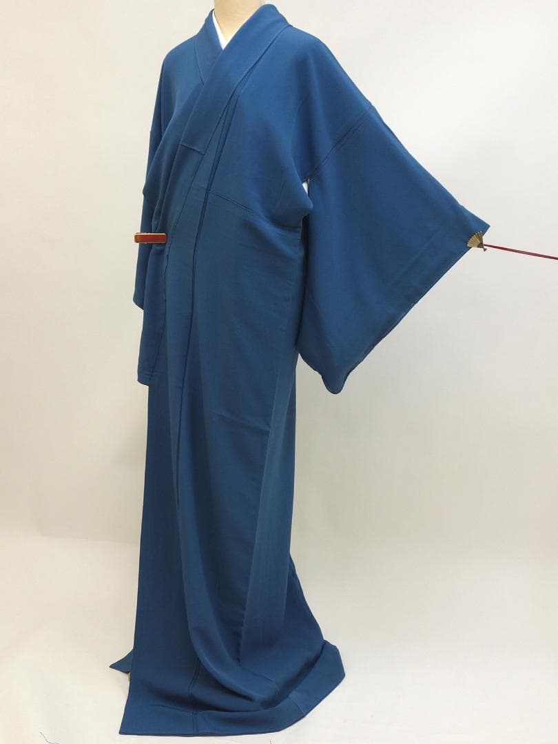 未使用美品 Lサイズ　色無地 堅牢染 紋 ガード加工 青■ON80112-19