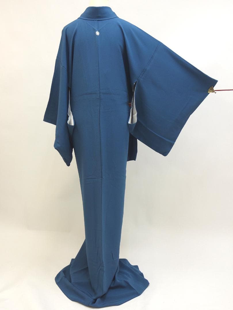 未使用美品 Lサイズ　色無地 堅牢染 紋 ガード加工 青■ON80112-19