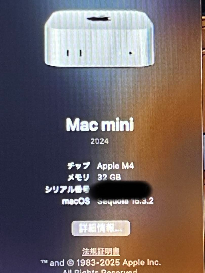 Mac mini M4 メモリ32GB 1TB