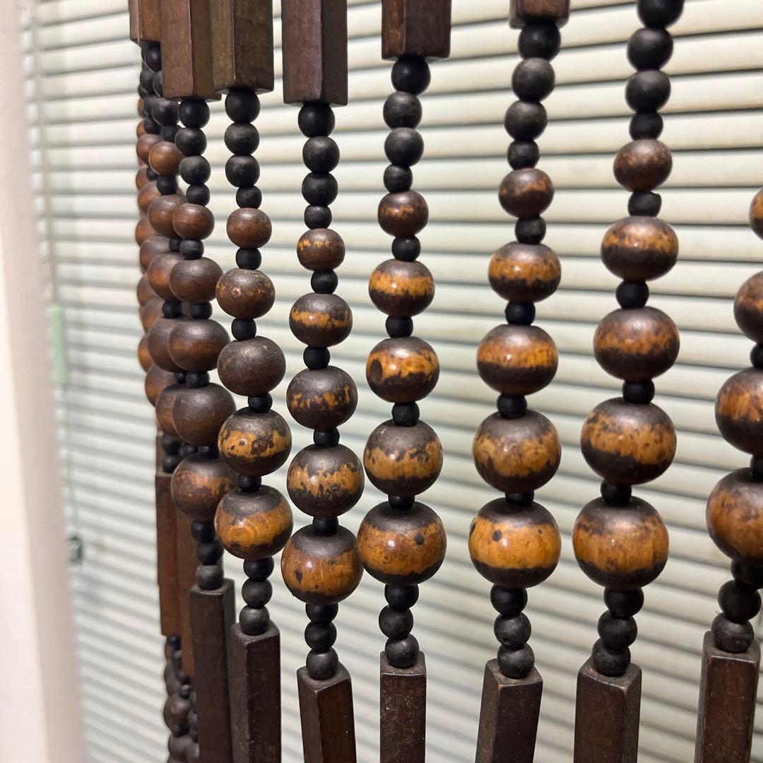 3つのアーチが魅力　昭和レトロ　木製珠すだれ　珠のれん　木製ヴィンテージ