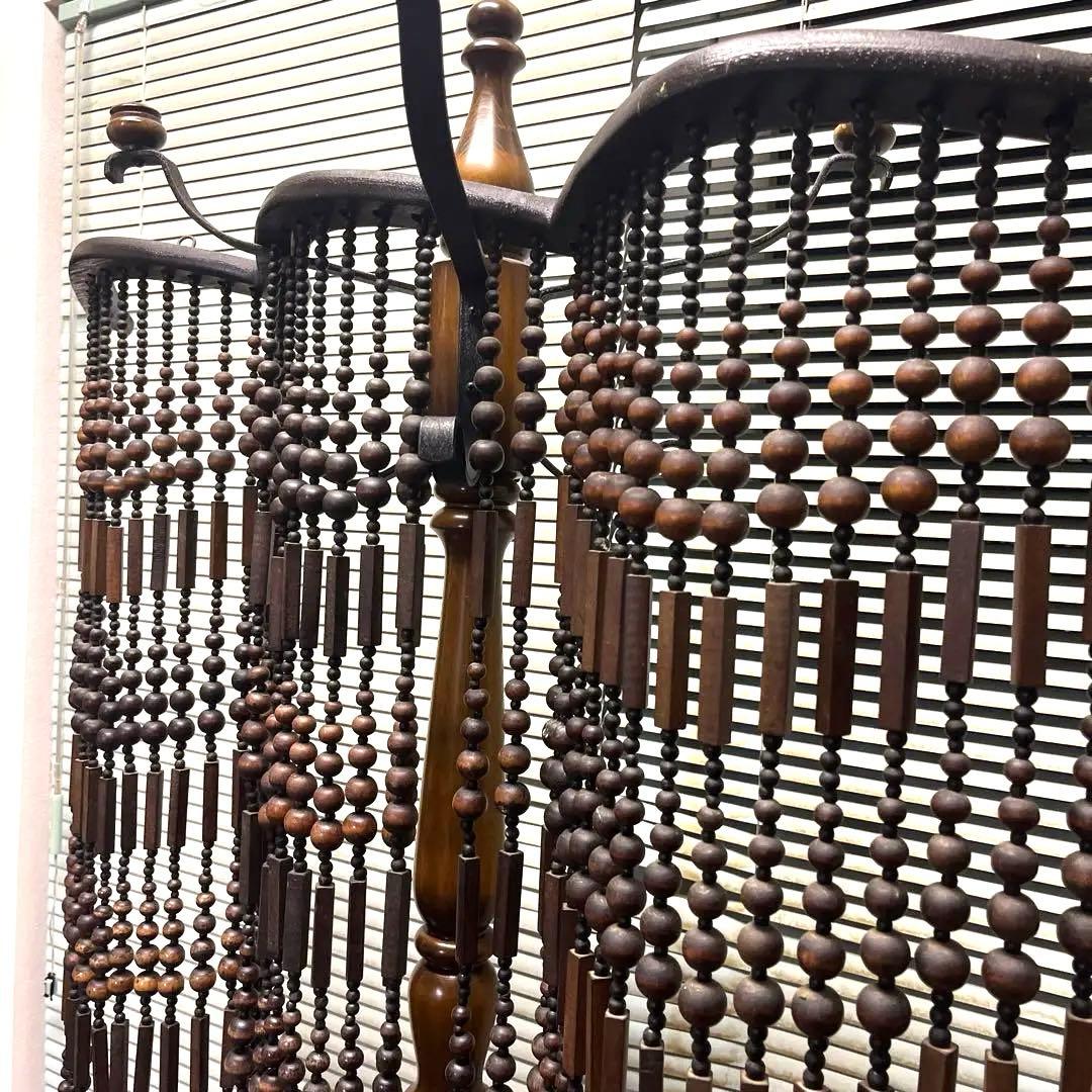 3つのアーチが魅力　昭和レトロ　木製珠すだれ　珠のれん　木製ヴィンテージ