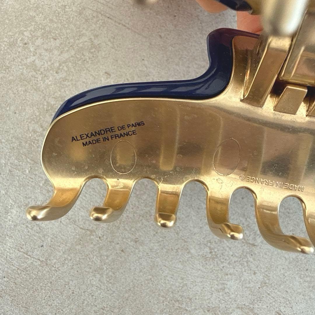 ALEXANDRE DE PARIS ヘアクリップ ネイビー　Lサイズ