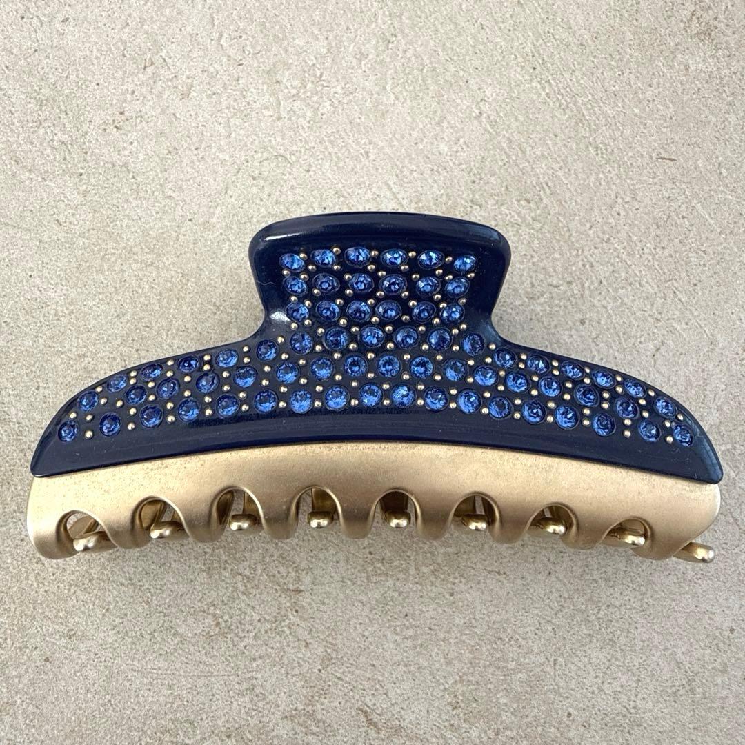 ALEXANDRE DE PARIS ヘアクリップ ネイビー　Lサイズ