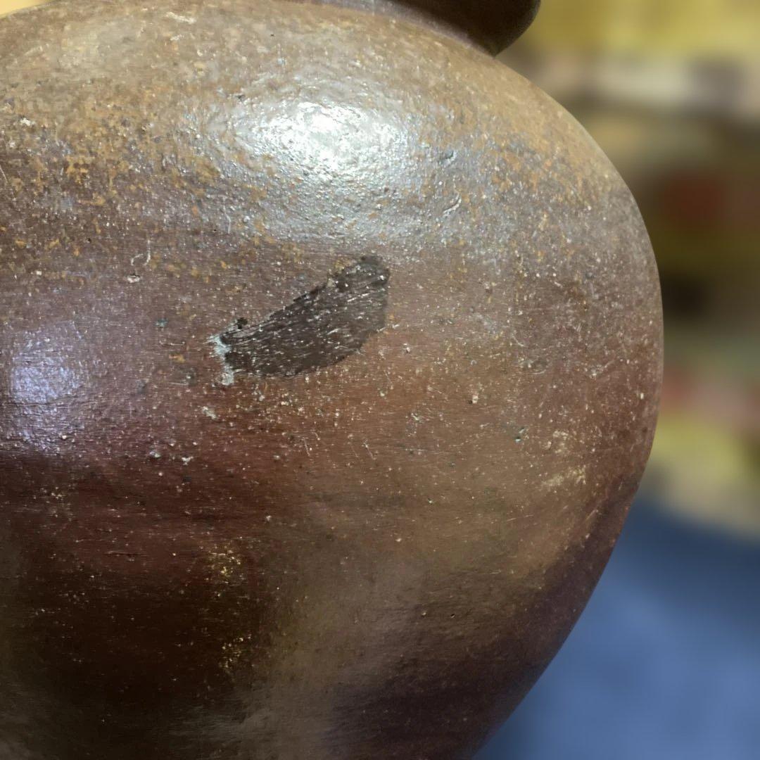 江戸時代　常滑焼壺　花器￼高27.5×径27.5×口17.5×底￼14.5cm