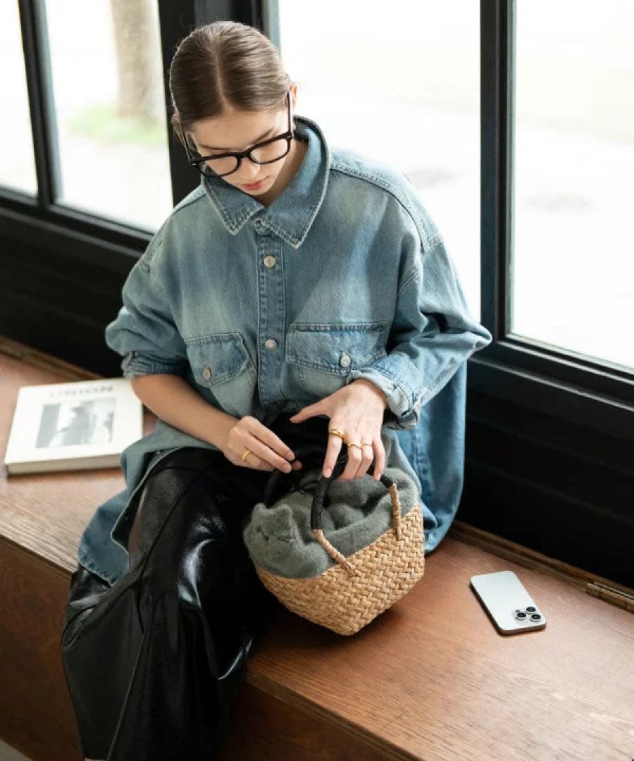 HAYNI ねこファーかごバック　アクア