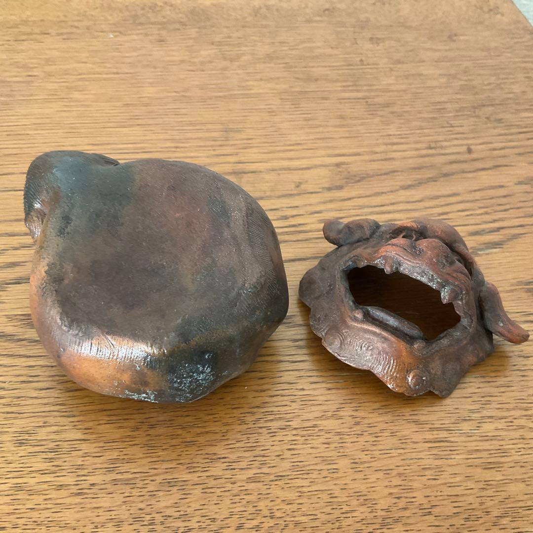 備前焼　獅子香炉　片手にのる香炉