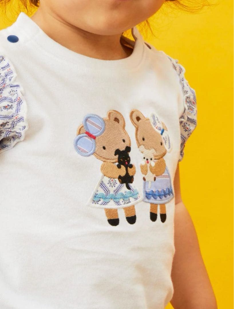 ファミリア 即完売　美品　ブルーリバティ　クマ　　テリア　Tシャツ　パフスリーブ