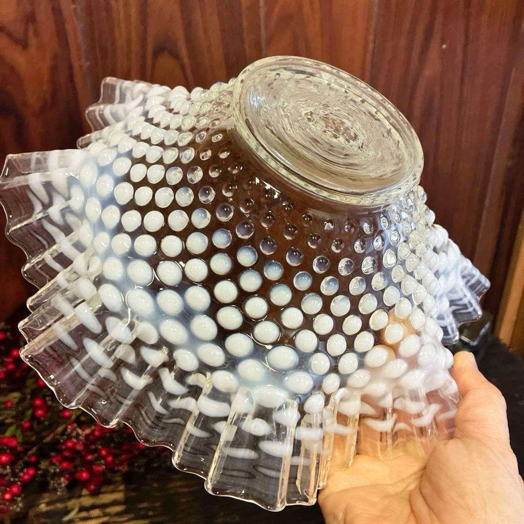 骨董　フェントン　オパールセント フリル　ボブネイル　電笠フリル　ボウル　大鉢