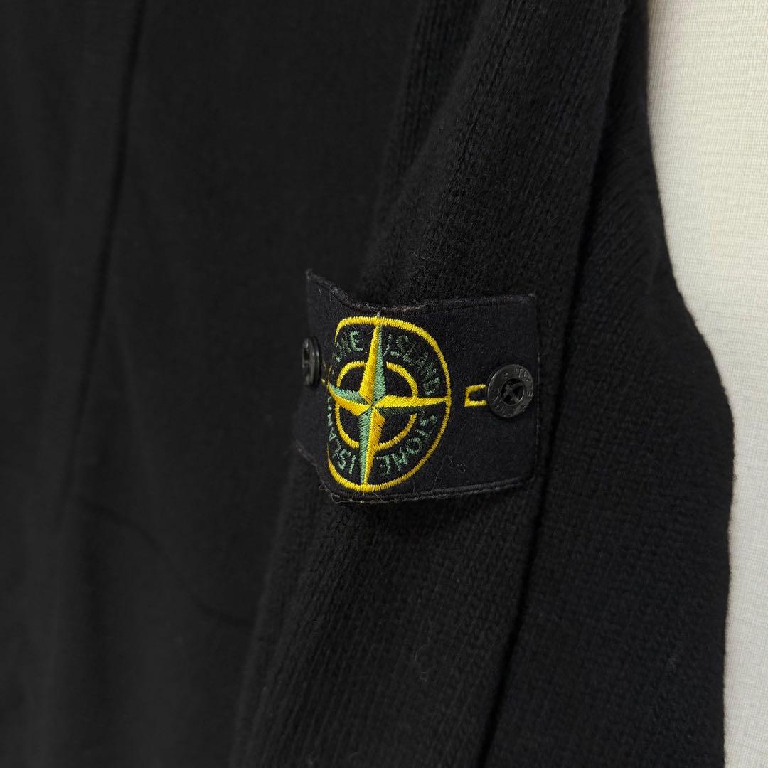 STONE  フード付ニット ジップアップ ブラック　XXL