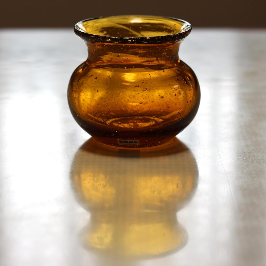 【シールあり】エリックホグラン　Erik Hoglund　アンバー 花瓶/花器