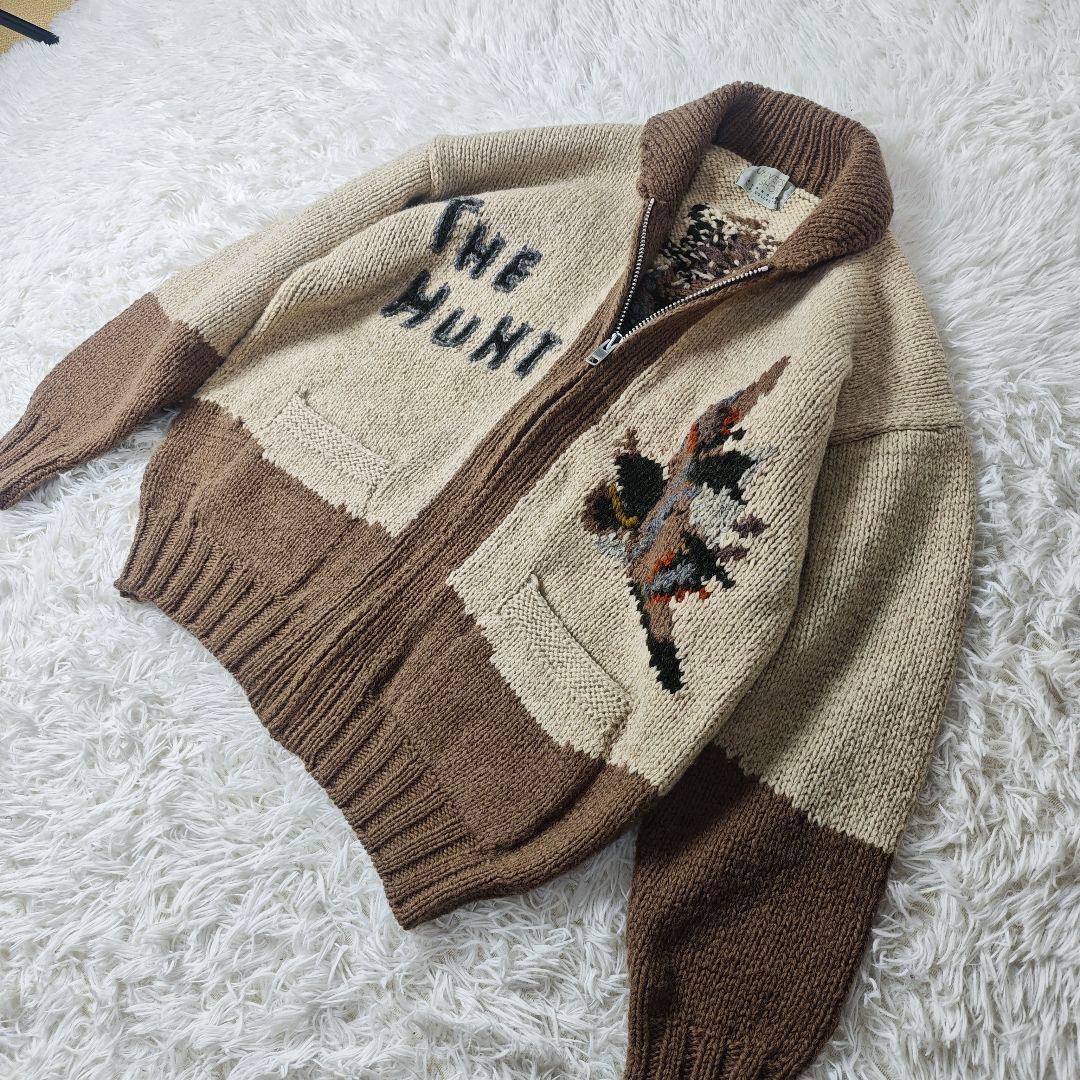 【希少デザイン】THE HUNT カモｘエルク柄カウチンニット メンズL✨