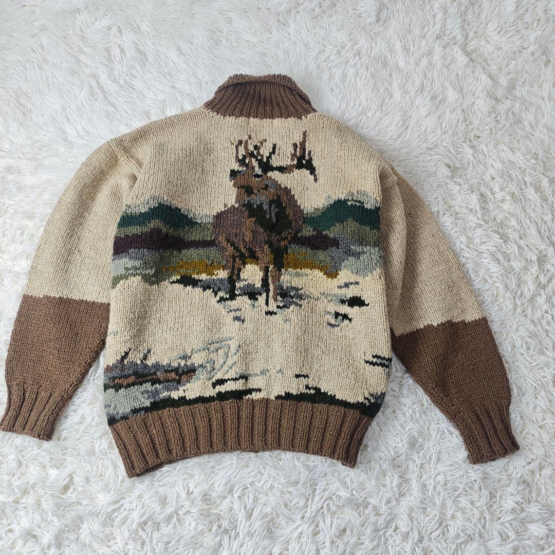 【希少デザイン】THE HUNT カモｘエルク柄カウチンニット メンズL✨
