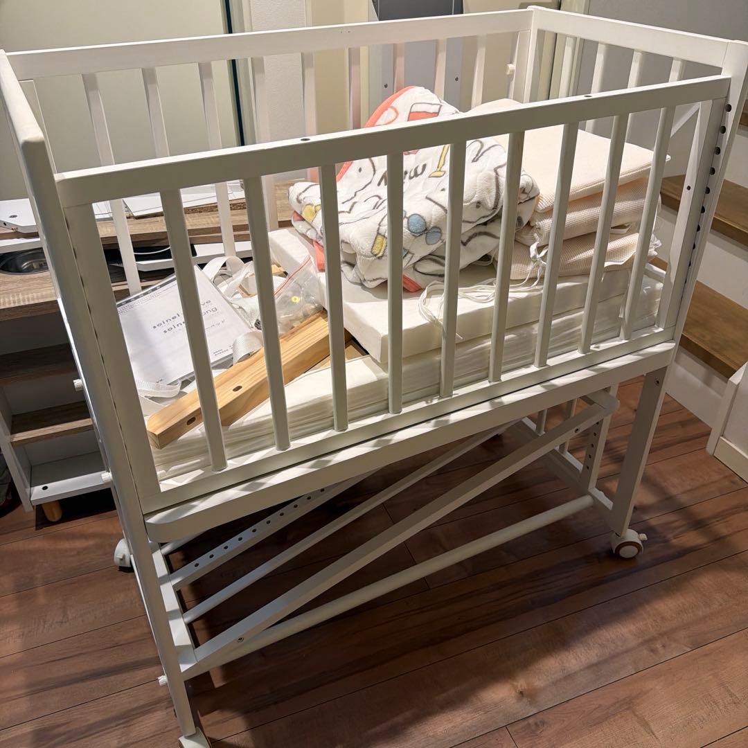 年明けまで！そいねーる＋ロング ベビーベッド　ホワイト