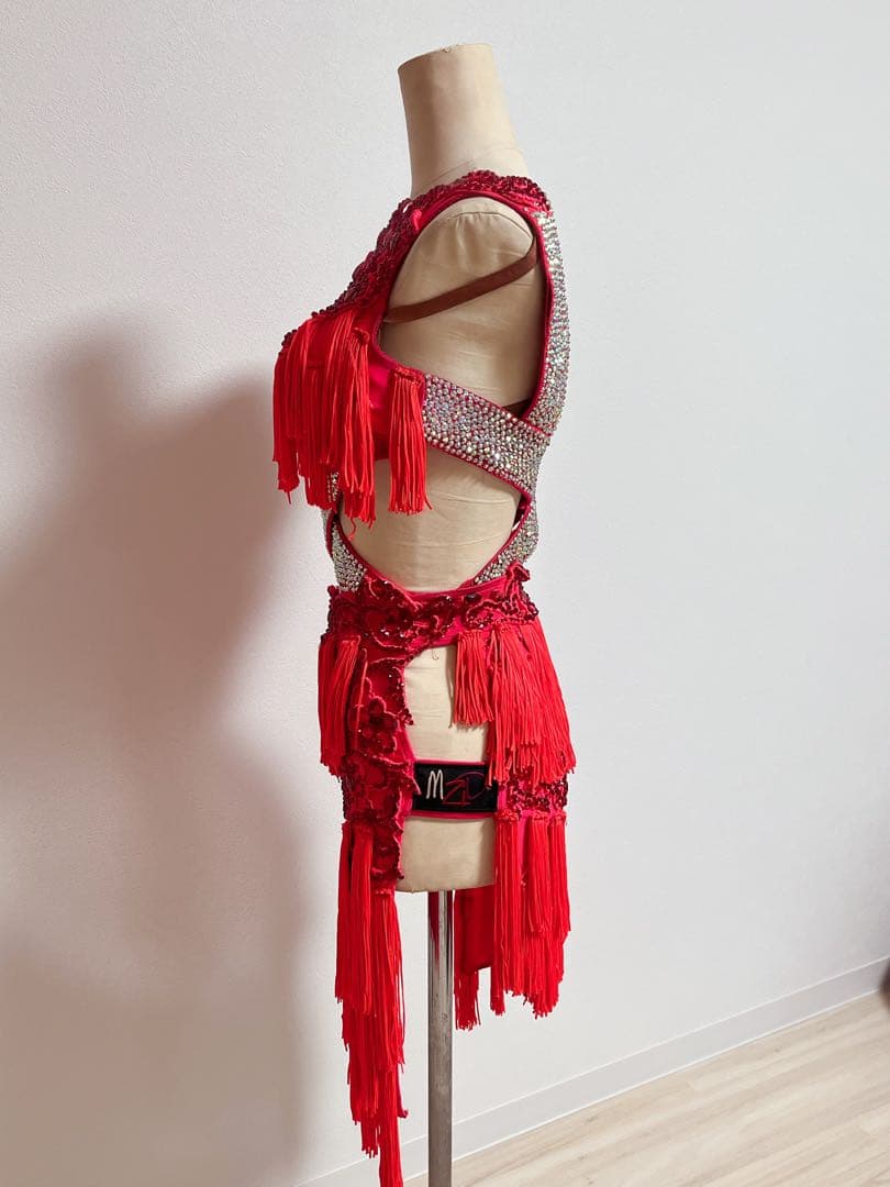 私の誕生日お値引き⭐️赤いフリンジ　ラテンドレス
