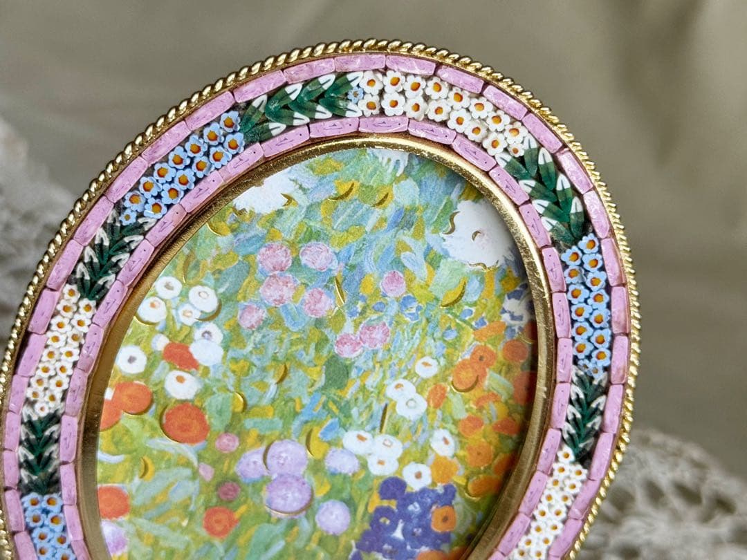 1980s イタリア製 マイクロモザイク フォトフレーム ピンク