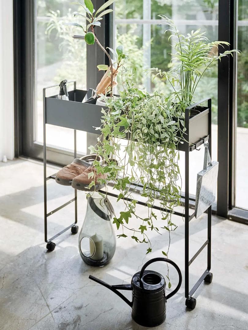 山崎実業 tower キャスター付き 玄関収納ラック タワー ブラック 黒 便利