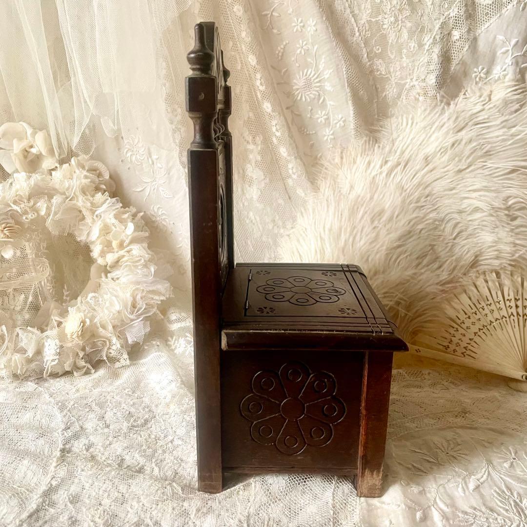 木製ドールチェア　ブルターニュ　ブルトン家具　収納付き　フランスアンティーク