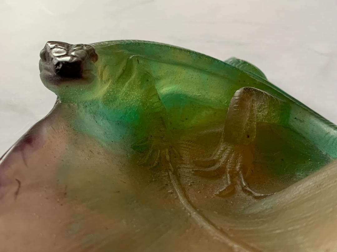 ✨SALE✨硝子製蜥蜴トレー(オブジェ)　アンティークドーム・ナンシー　フランス