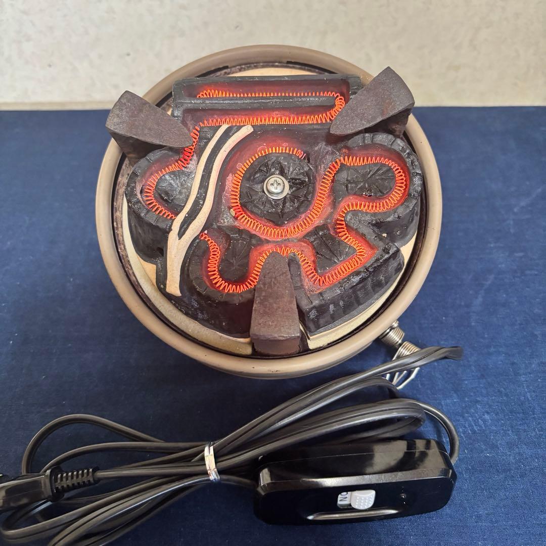 風炉 茶釜 電熱器 唐銅鬼面風炉釜 野々田製電熱器 敷板 茶道具 お点前道具