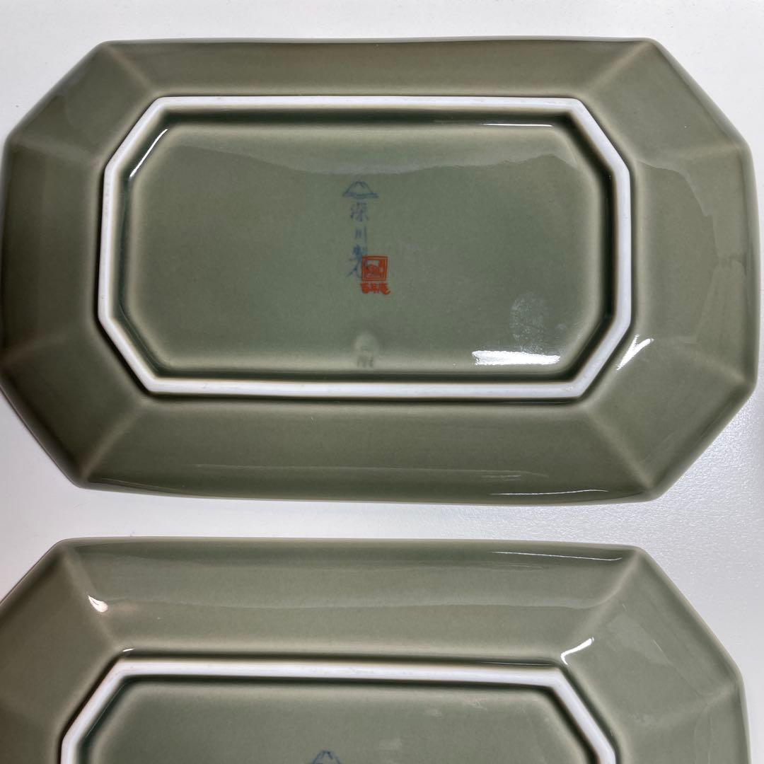 深川製磁　長皿２枚 青天の紅葉　小皿５枚