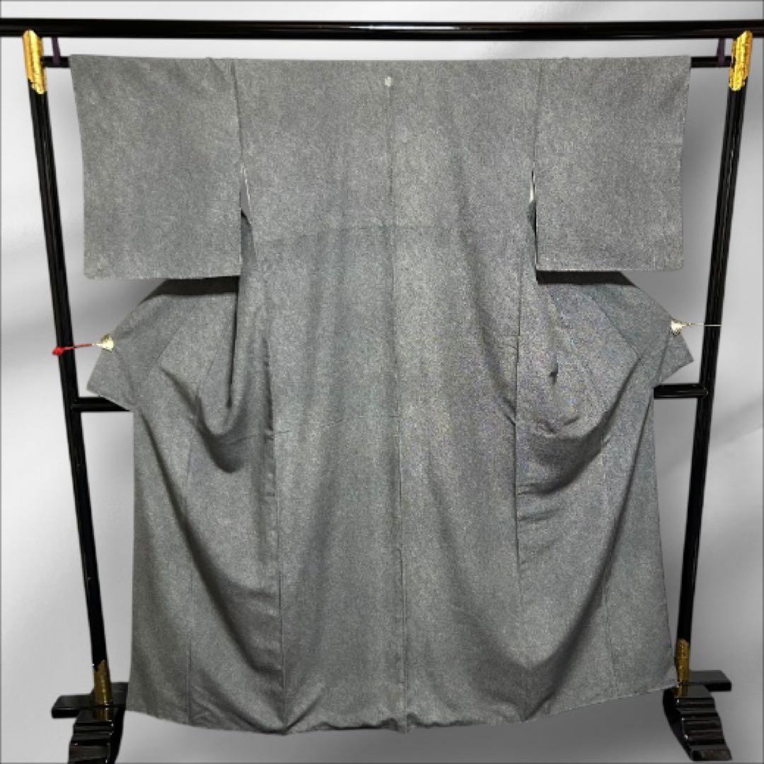 美品　袷　正絹　紋付　縮緬　鮫小紋　江戸小紋　フルセット　西陣唐織金箔袋帯