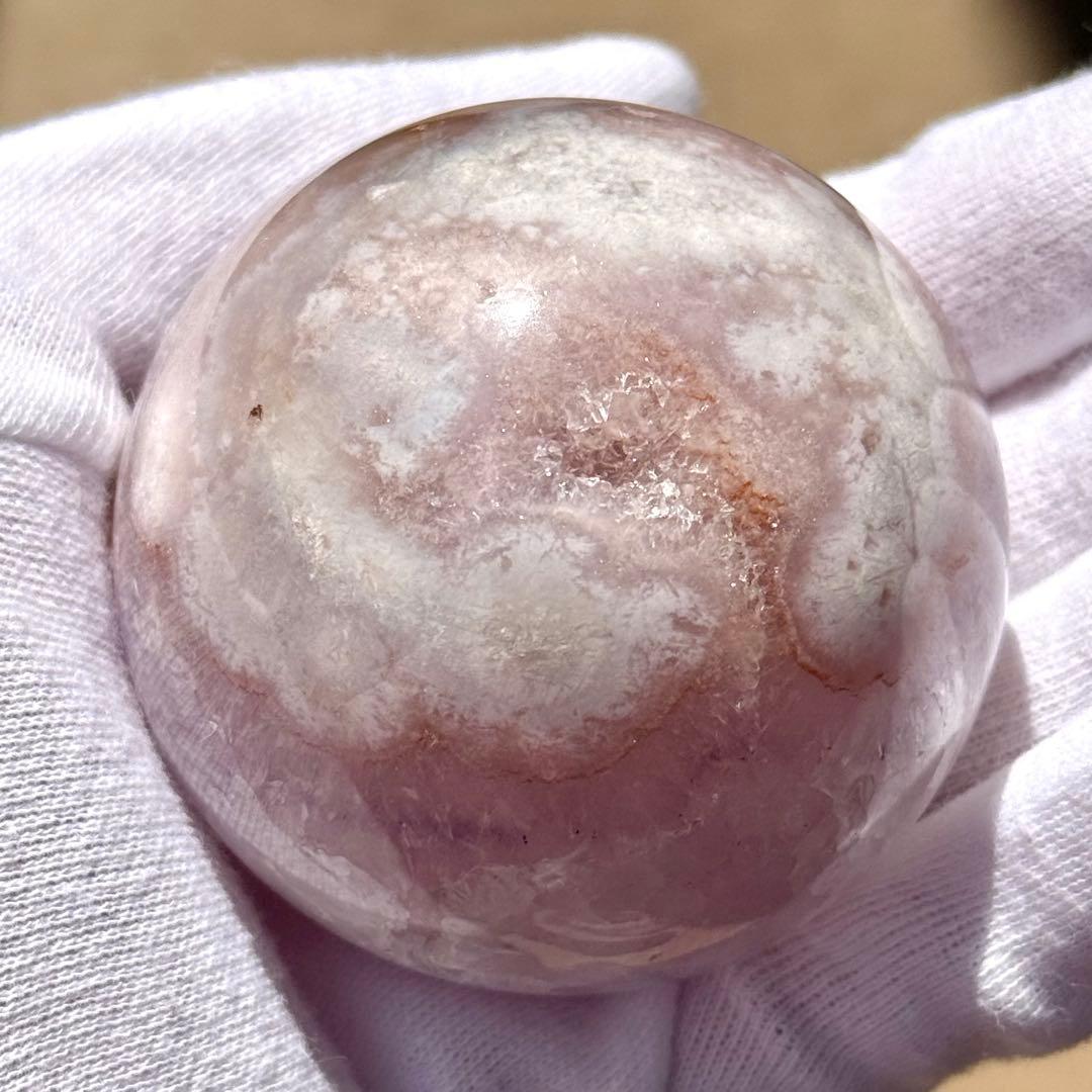 ピンクアメジストフラワーアゲート　淡ピンクパープル　スフィア　59mmブラジル産