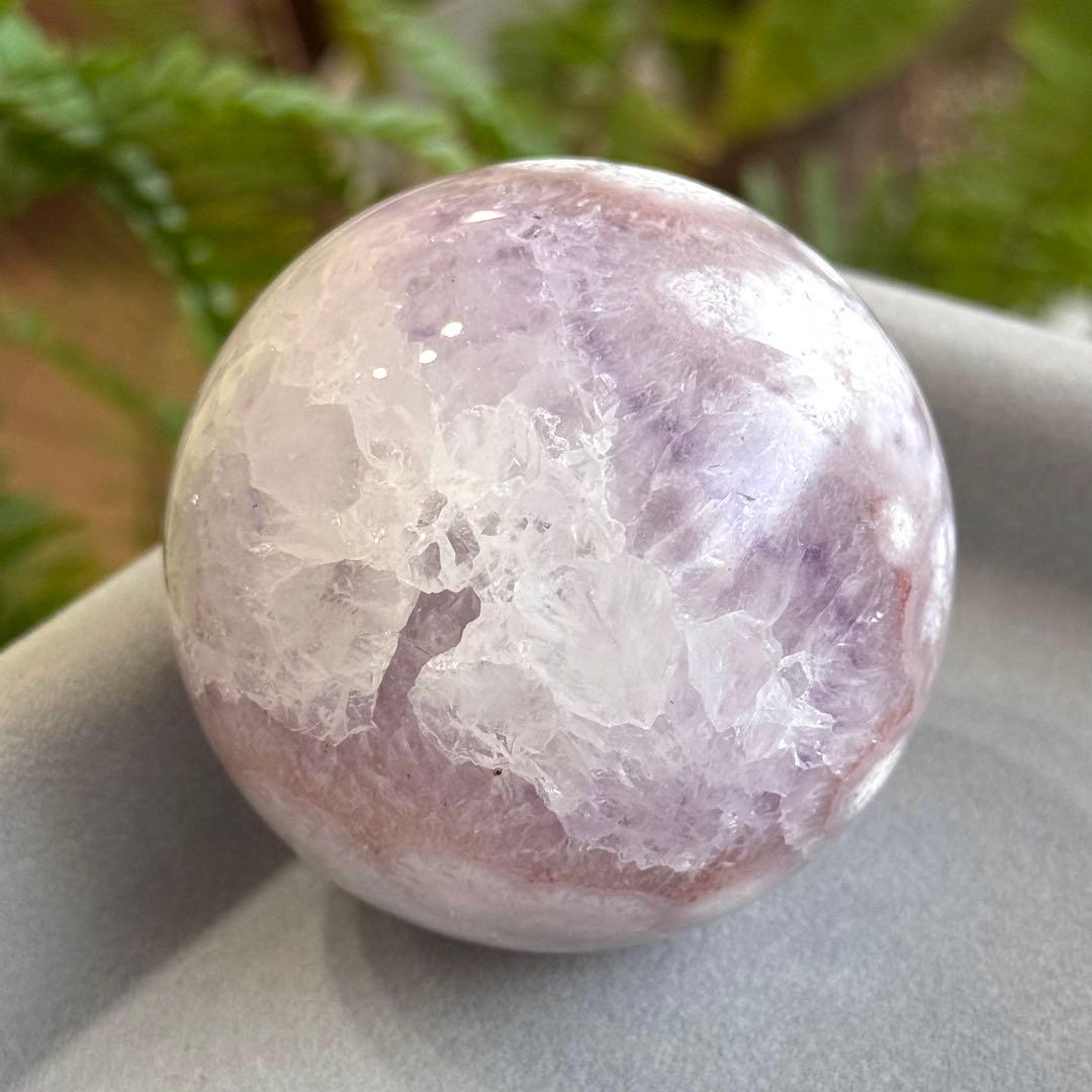 ピンクアメジストフラワーアゲート　淡ピンクパープル　スフィア　59mmブラジル産