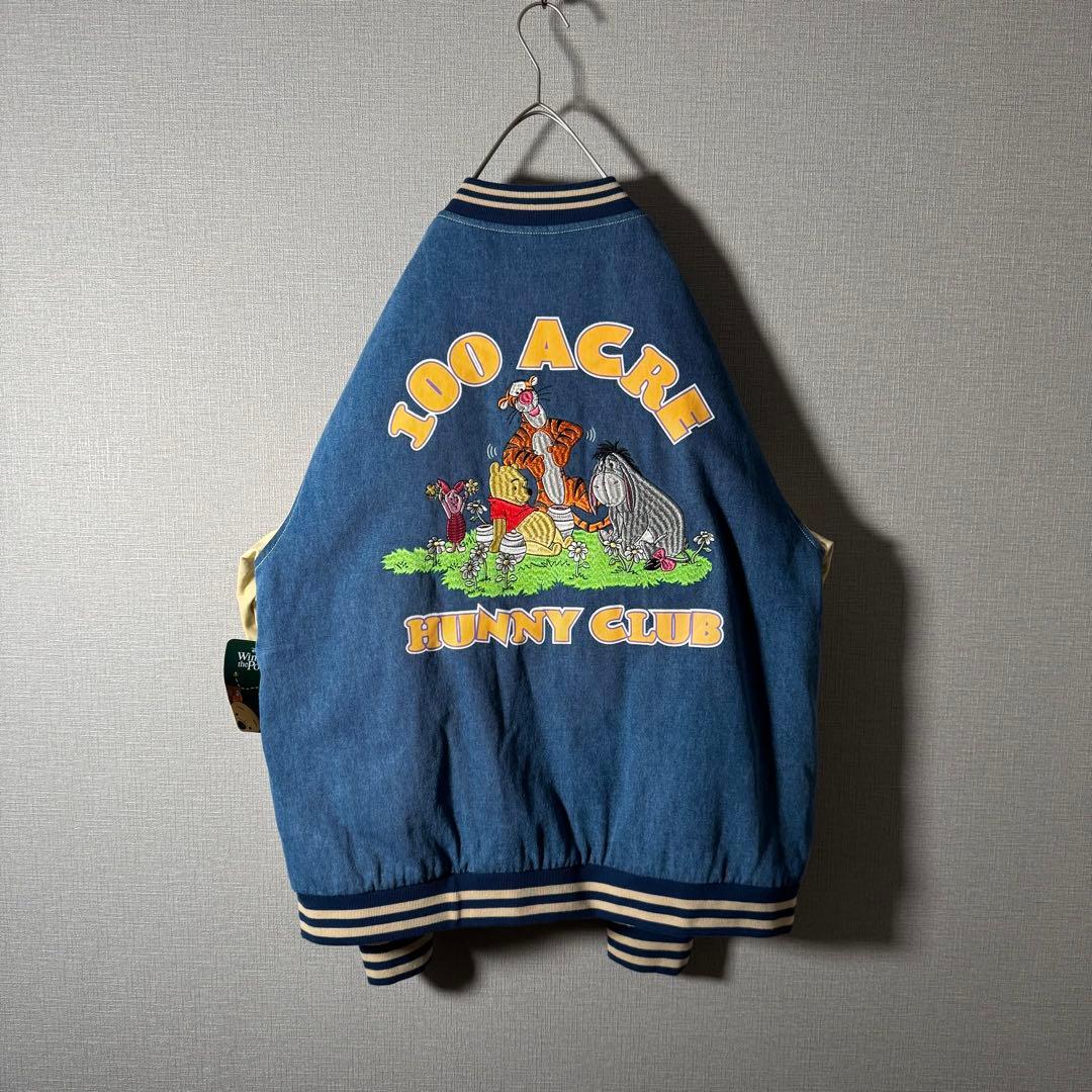 【新品・タグ付き】香港Disney プーさん 刺繍 スタジャン アームロゴ L