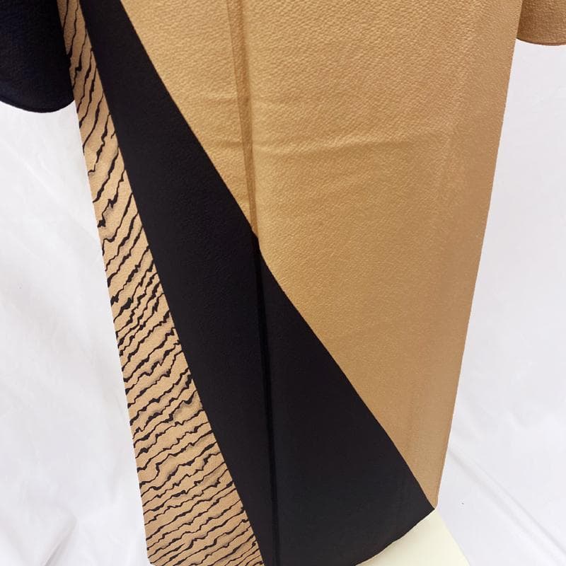 509mh2●紫籐尚世 脈 訪問着 キャメル色 布合わせ 襦袢袖付●状態良好