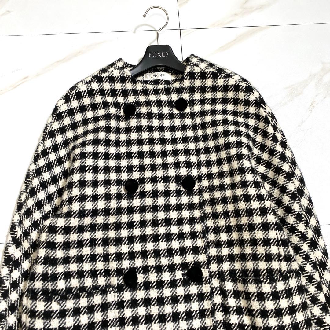 完売♡JENNE 千鳥柄フレンチレトロコート ウール ダブルボタン