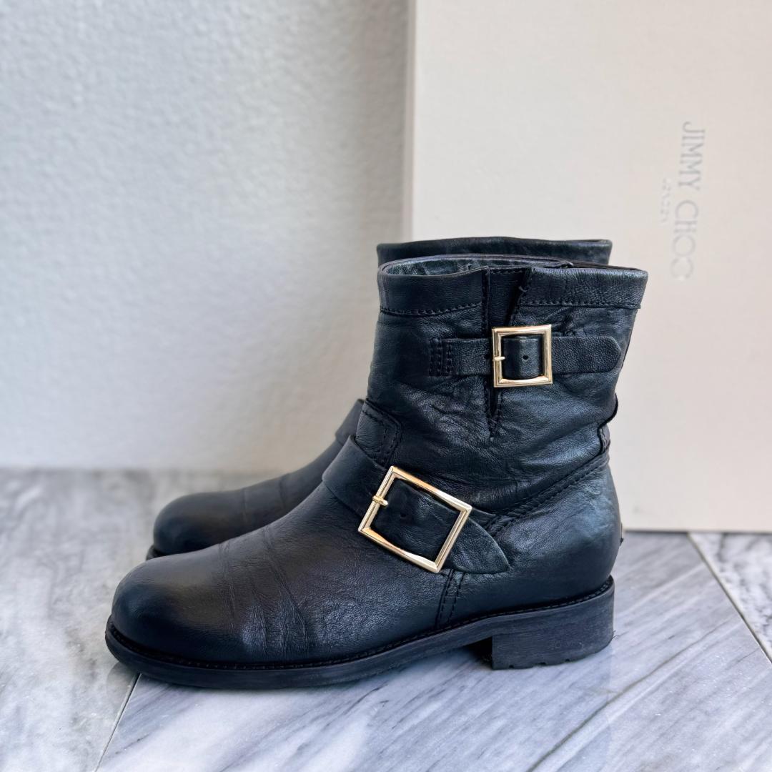 JIMMY CHOO ジミーチュウ　エンジニアブーツ ショートブーツ　黒　36